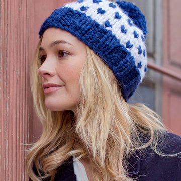 Vera Swiss Darn Hat - Knitting Pattern in MillaMia Naturally Soft Super Chunky