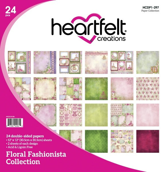 Heartfelt Creations Double-Sided Paper Pad 12"X12" 24/Pkg - Floral Fashionista