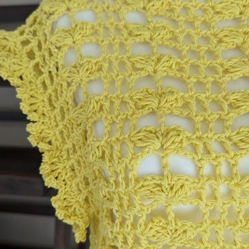 Canary Yellow Butterfly Crochet Top