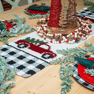 Red Christmas Truck Table Runner