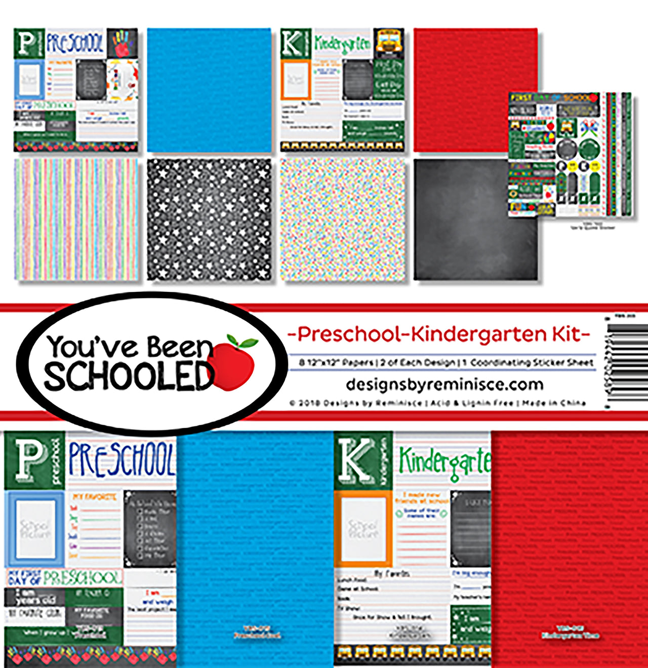 Reminisce Collection Kit 12"X12" - You've Been Schooled, Preschool/Kinder