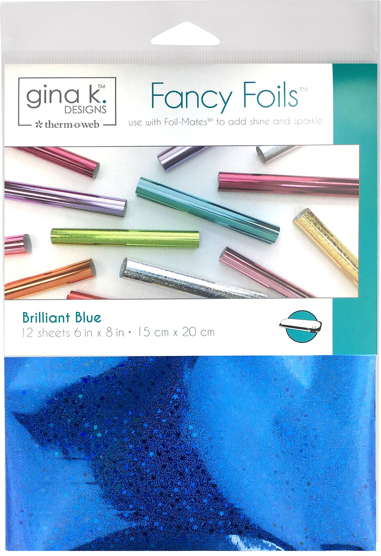 Therm O Web Gina K Designs Fancy Foil 6"X8" 12/Pkg - Brilliant Blue Holographic