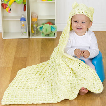 Cozy Hooded Blanket in Red Heart Moon and Stars - LW1761 - Downloadable PDF
