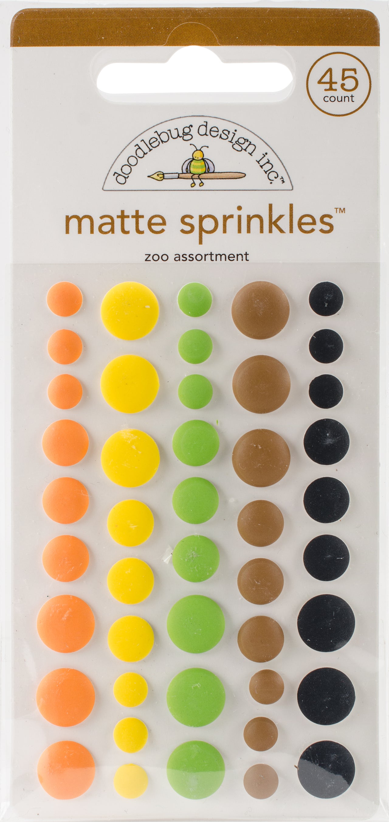 Doodlebug Sprinkles Adhesive Matte Enamel Dots - At The Zoo, 45/Pkg