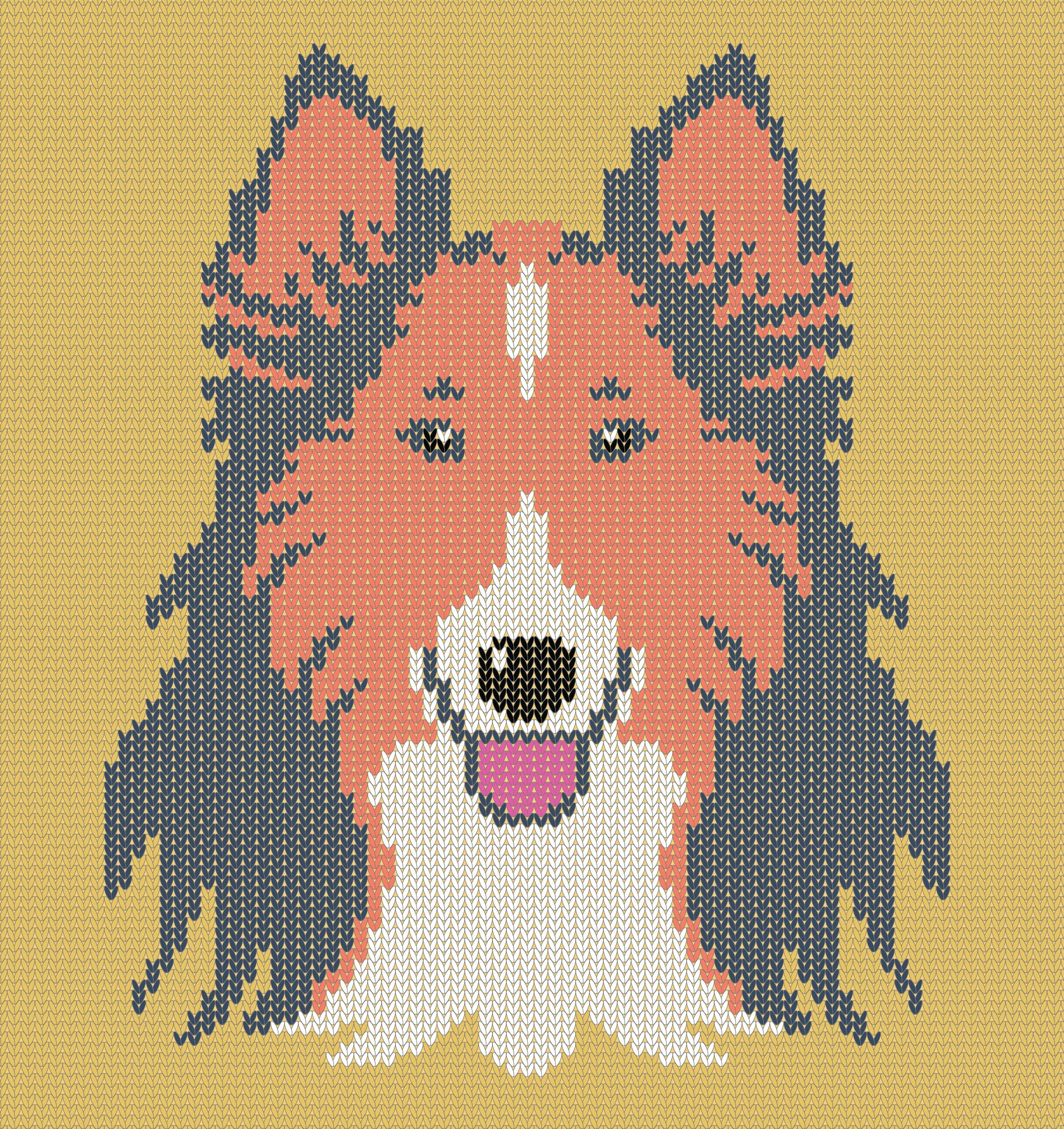 Collie Dog Portrait Knitting Chart