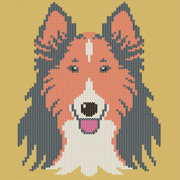 Collie Dog Portrait Knitting Chart