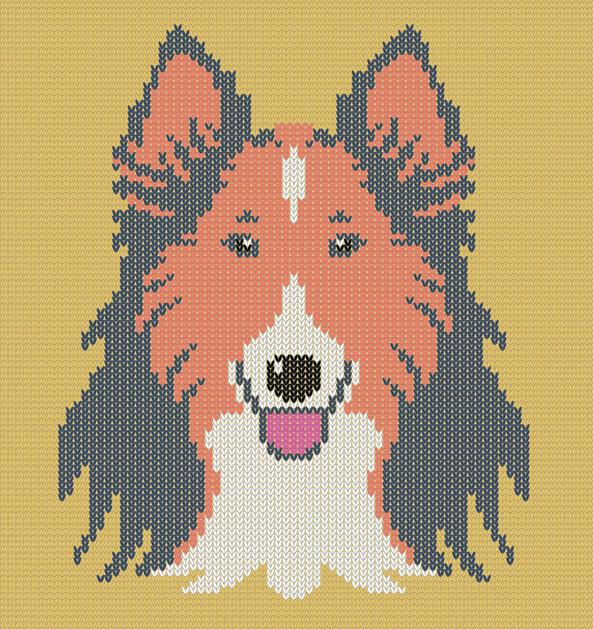 Collie Dog Portrait Knitting Chart