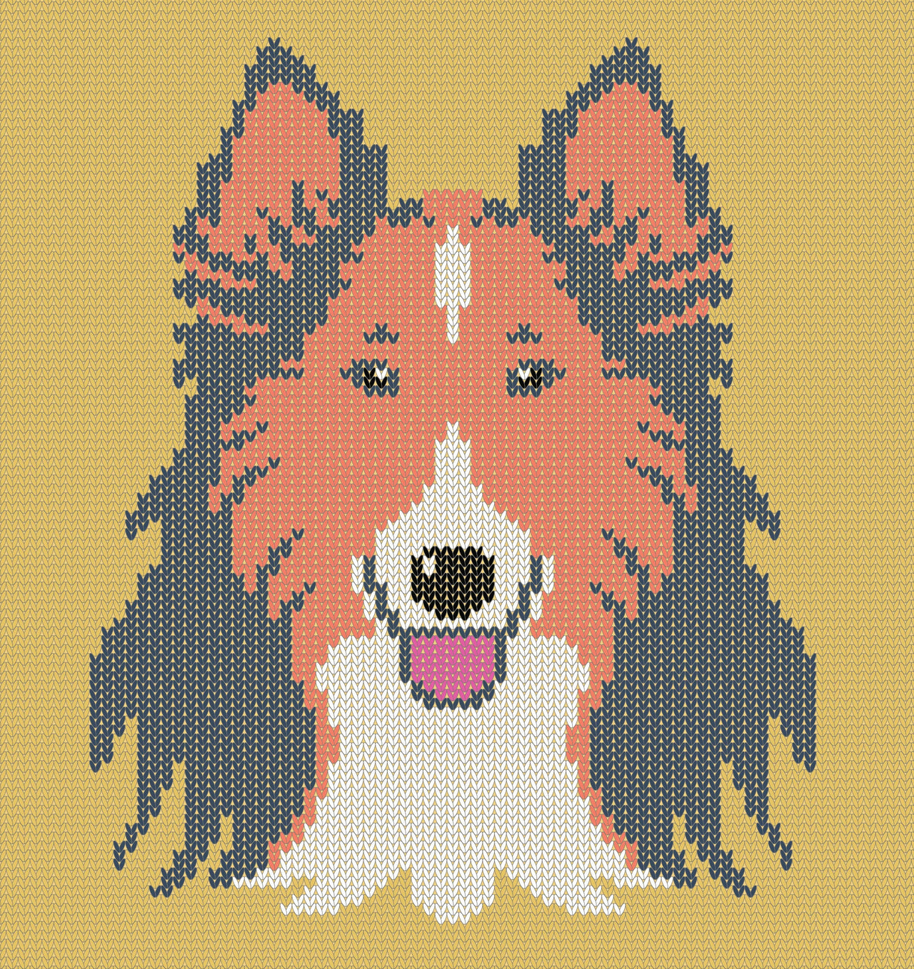 Collie Dog Portrait Knitting Chart