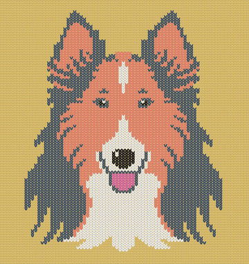 Collie Dog Portrait Knitting Chart