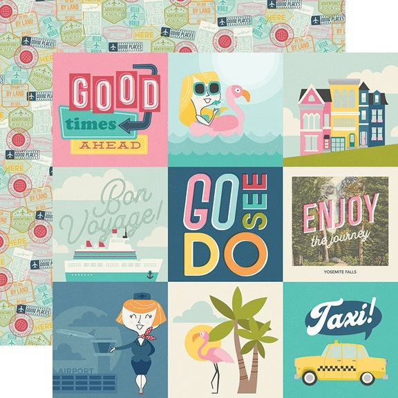 Simple Stories Going Places Double-Sided Cardstock 12"X12" 25/Pkg - 4"X4" Elements