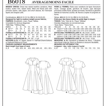 Butterick Misses' Dress B6018 - Sewing Pattern