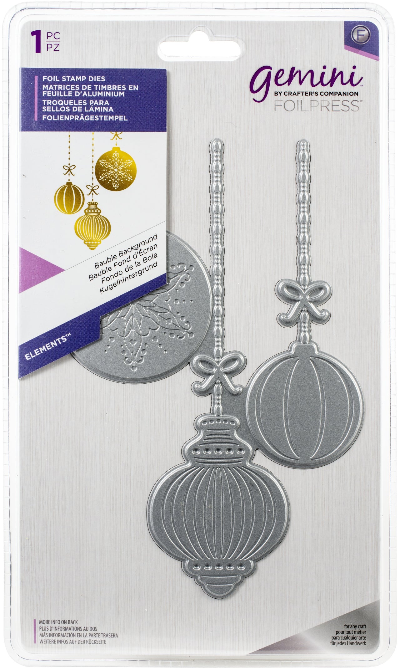 Crafter's Companion Gemini Foilpress Stamp Die Elements - Baubles