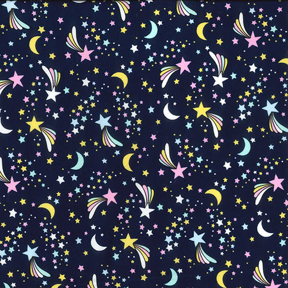 Rose & Hubble Cotton Poplin Printed - Shooting Stars Navy
