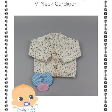 Lennon V neck cardigan baby kitting pattern 0-12mths