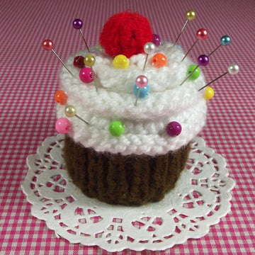 Meringue Cherry Cupcake Pincushion