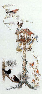 Thea Gouverneur Bv Bird Table Cross Stitch Kit - 45cm x 100cm