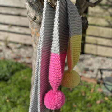 Neon pom pom scarf