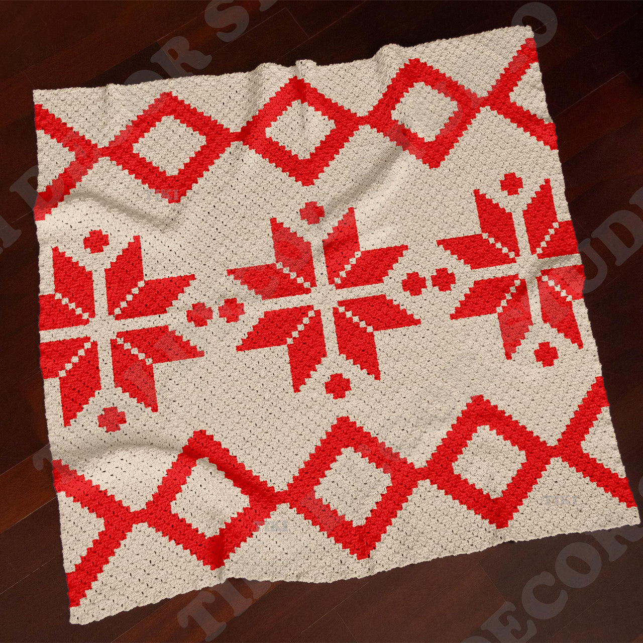 Christmas Blanket X-Mas Ornament Throw Red Graphgan C2C CROCHET PATTERN