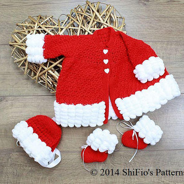 200- Pom Pom Edge Baby Matinee Set Knitting Pattern #200