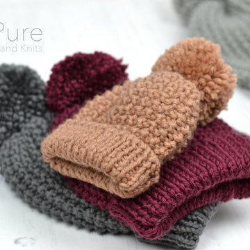 Zeke CHUNKY Simple Texture Bobble Hat