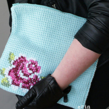 Cotton Pink Rose Bloom Clutch (11" x 11") (tunisian007)