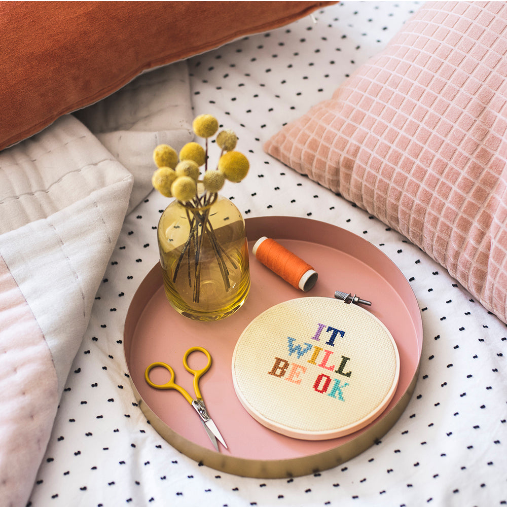 Cotton Clara It Will Be Ok Cross Stitch Kit - 13cm