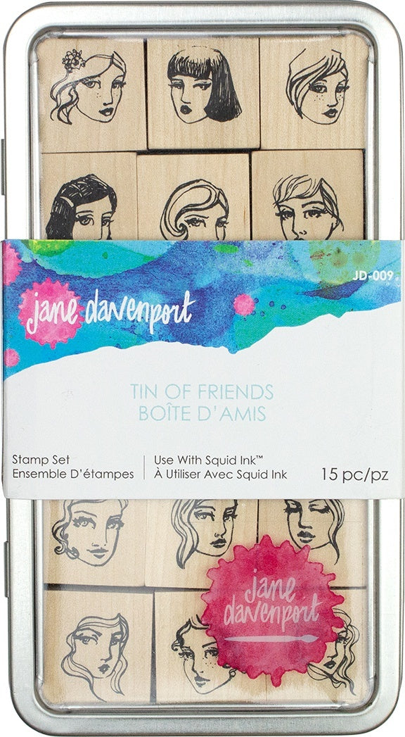 Spellbinders Jane Davenport Artomology Stamp Tin Set - Tin Of Friends