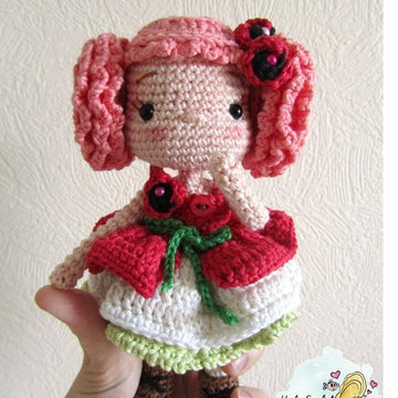 Doll crochet pattern tutorial "Shepherdess"