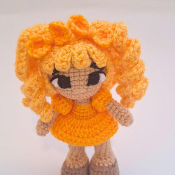 Orange Rainbow Crochet Doll Pattern 3 Levels in 1