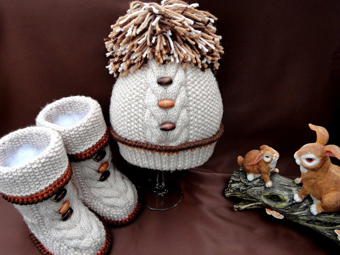 PATTERN Knitting Baby Hat Baby Shoes 0 - 12 months