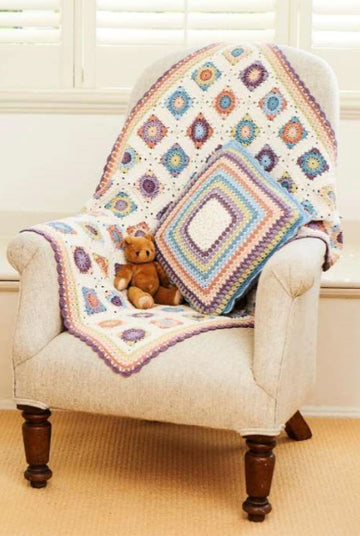 Stylecraft Violet Baby Blanket & Cushion by Helen Boreham - Naturals Bamboo & Cotton 9 Ball Colour Pack