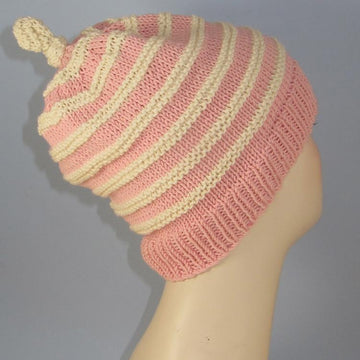Stripe Topknot Slouch Hat