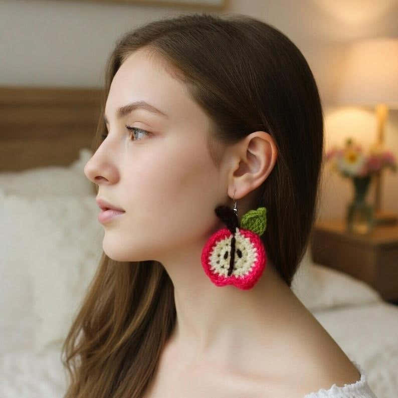 Crochet Apple Earrings Pattern – Mini Apple Earrings PDF + Video Tutorial