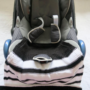 Zebra Baby Car Seat Blanket with separate Hat & Toy