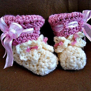 912 - Pink Ribbon Booties