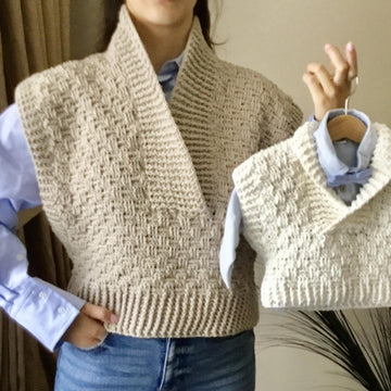 Harmony Basketweave Shawl Collar Vest N 634