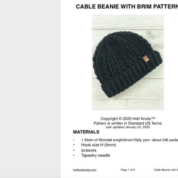 Cable Beanie with a Brim