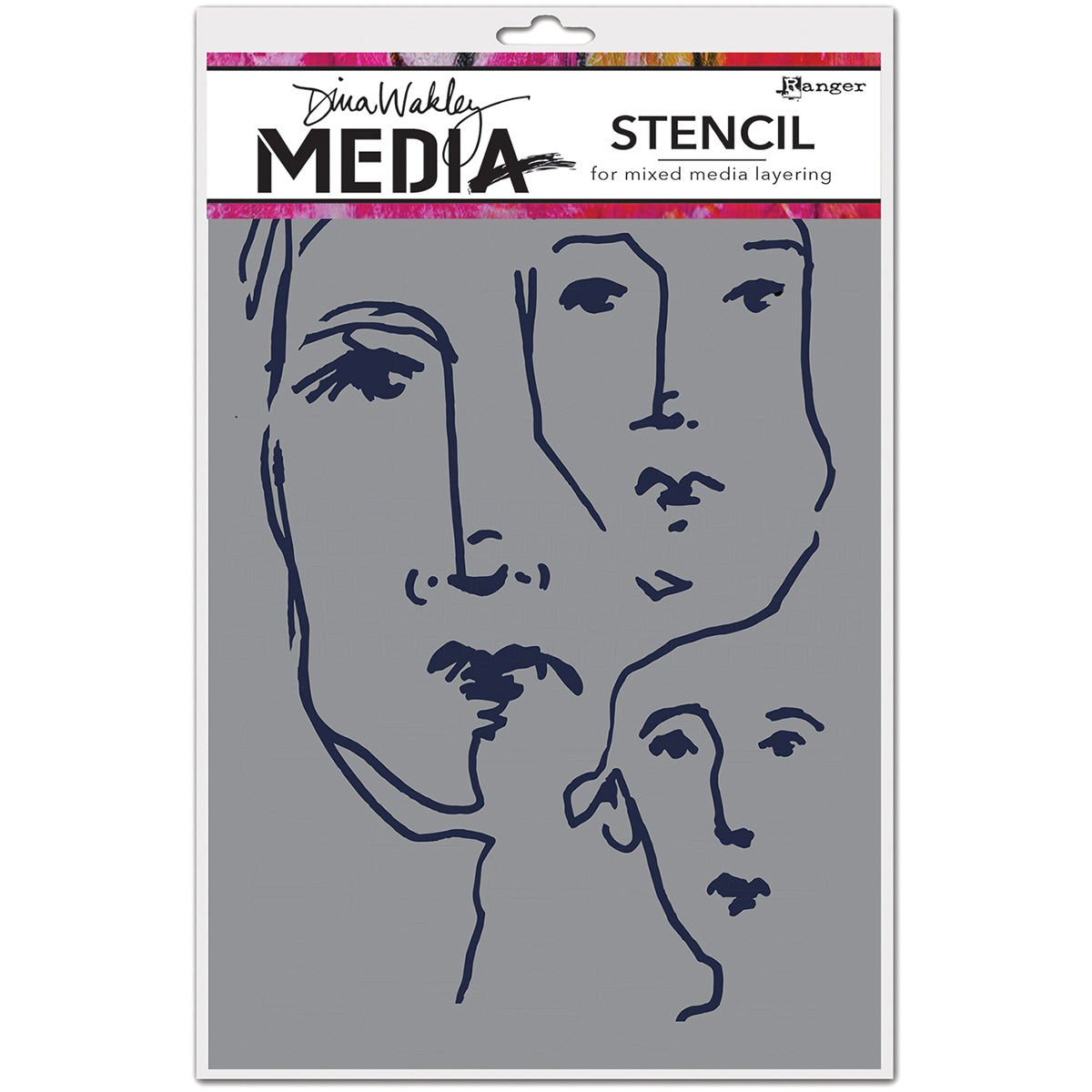 Ranger Dina Wakley Media Stencils 9"X6" - Scribbled Faces