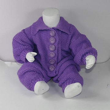 Baby Aran Button Up Moss Stitch Collar Onesie