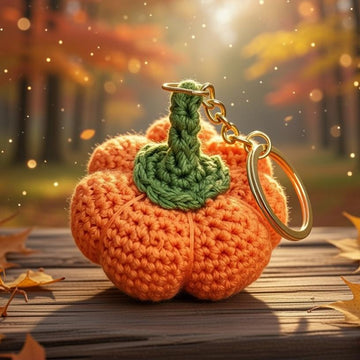 Pumpkin Keychain Crochet Pattern (PDF + Video Tutorial) – Beginner