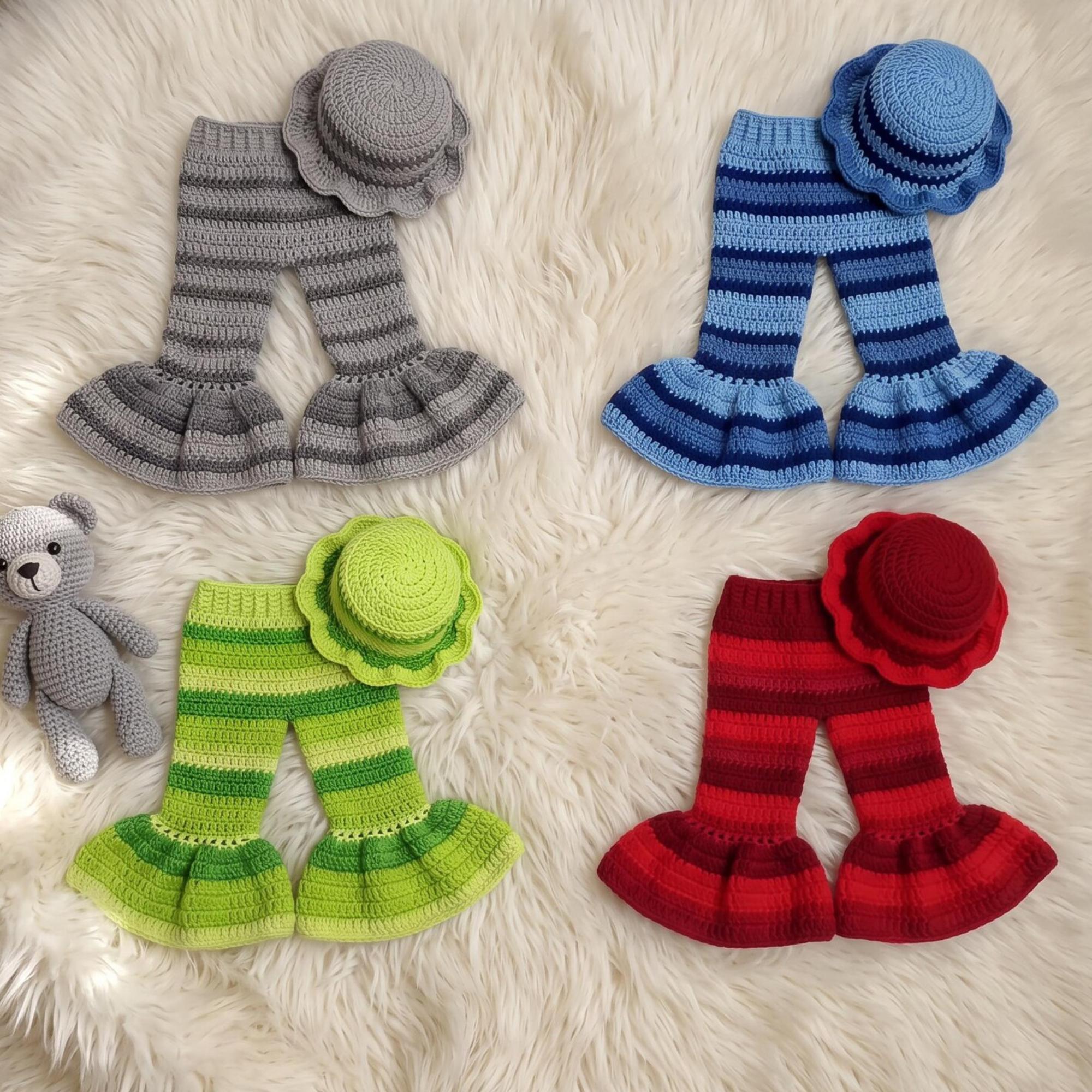 Bell Bottom Pants & Ruffle Hat | Easy PDF Pattern