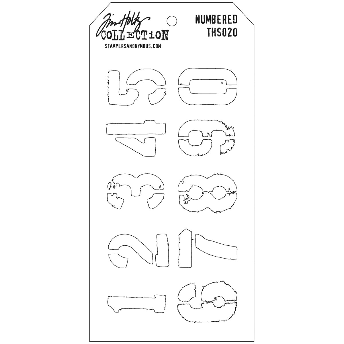Stampers Anonymous Tim Holtz Layered Stencil 4.125"X8.5" - Numbered