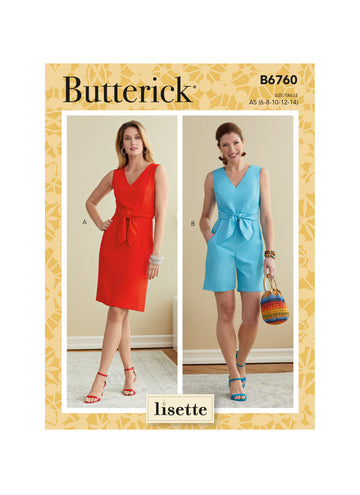 Butterick Misses' Dress and Playsuit. Lisette. B6760 - Sewing Pattern