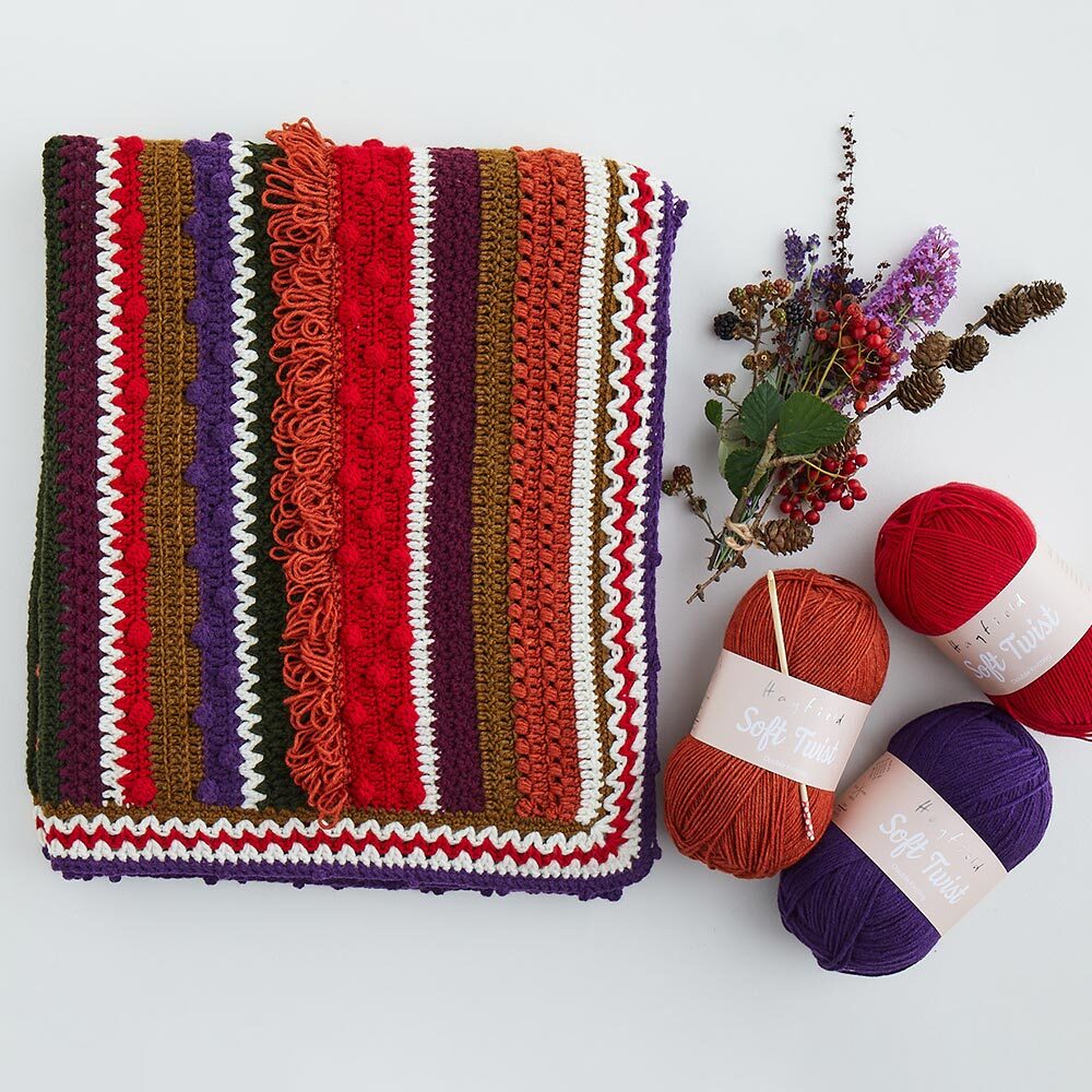 Hayfield Soft Twist Winter Berries Blanket CAL