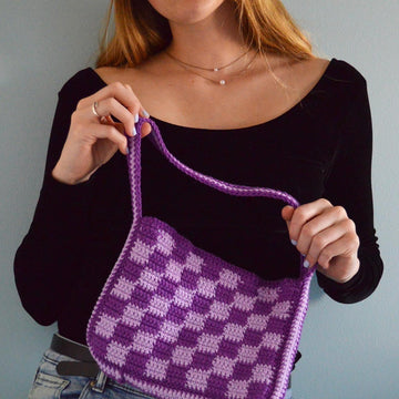 Checkered Baguette Bag
