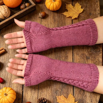 Fine Triple Plaited Cable Mitts