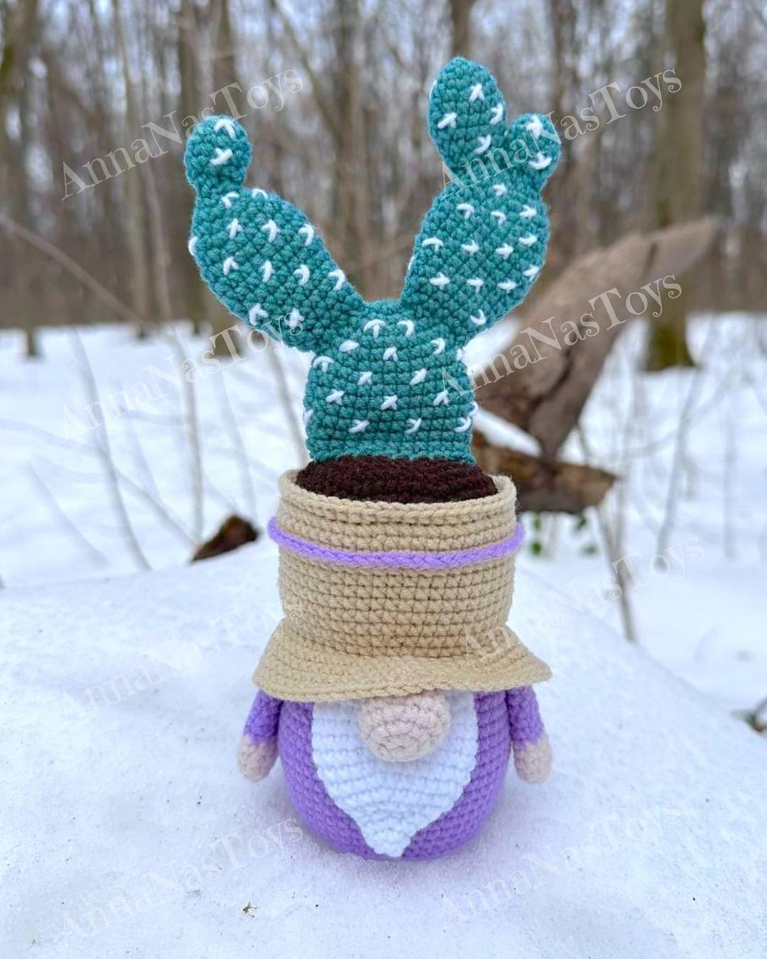Gnome-Opuntia cactus in a pot