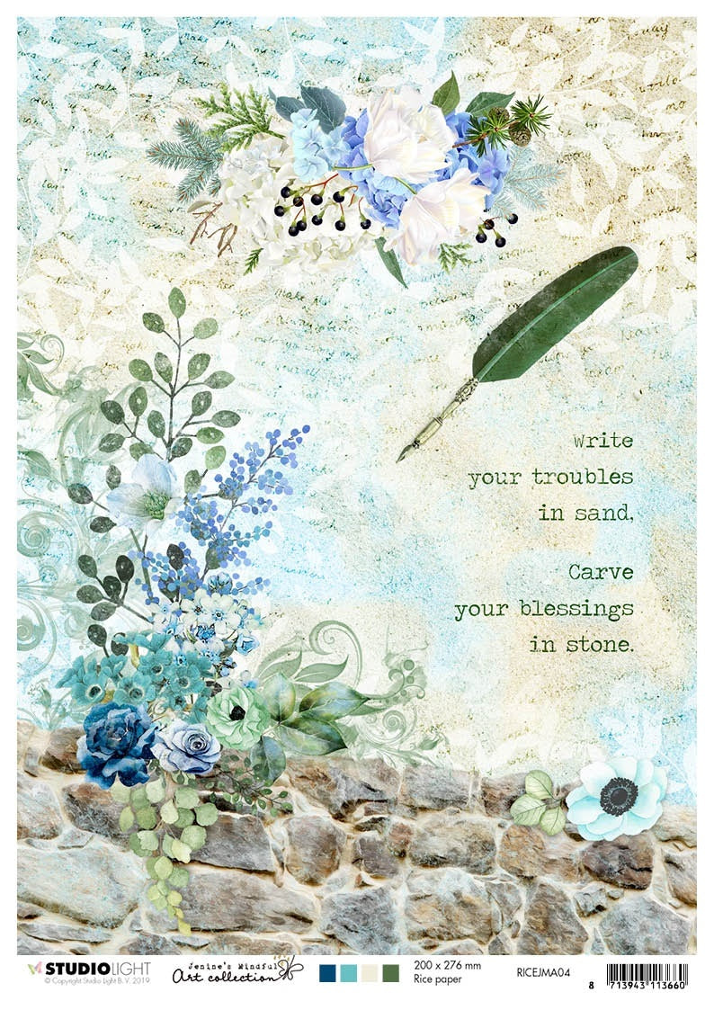 Studio Light Jenine's Mindful Art Rice Paper Sheet A4 10/Pkg - NR. 04