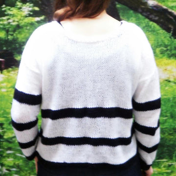 Sheer knit striped sweater