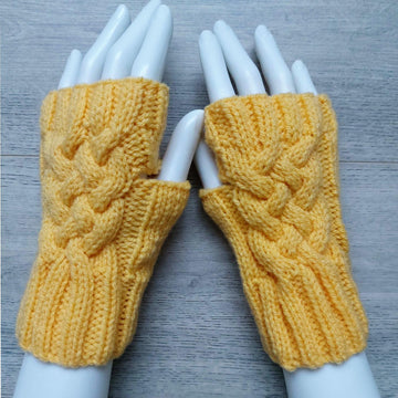 Ladies Fingerless Gloves Lacy, Plain or Cable Mittens One Size LH036